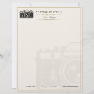 Vintage Photographer Luxury Gold Camera Letterhead