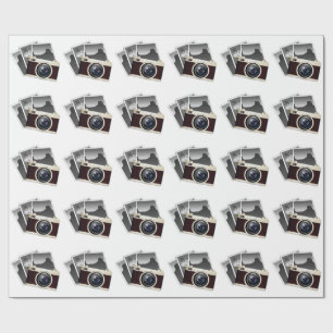 VINTAGE PHOTOGRAPHIC CAMERA ILLUSTRATION PATTERN WRAPPING PAPER