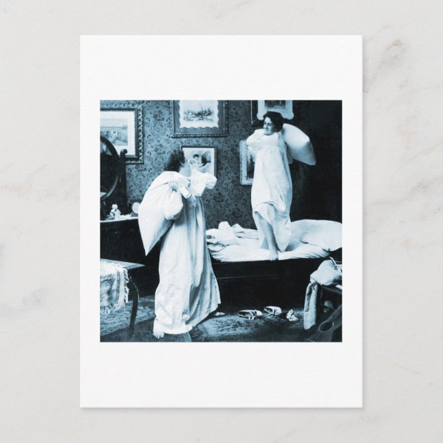 Vintage Photography Pillow Fight Postcard (Front)