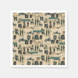 Vintage Photos 19th Century Collage Napkin