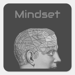 Vintage Phrenology Head Mind Mindset Brain Map Square Sticker