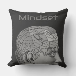 Vintage Phrenology Head Mind Mindset Brain Map Throw Pillow