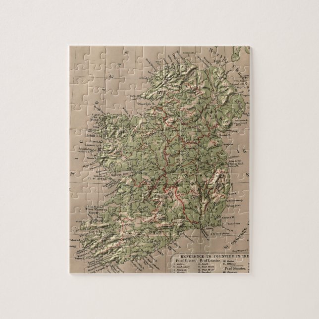 Vintage Physical Map of Ireland (1880) Jigsaw Puzzle (Vertical)