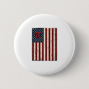 Vintage Pi American Flag Math Teacher Shirt Design 2 Inch Round Button