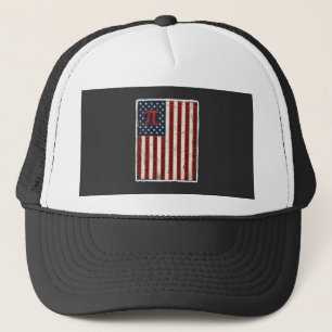 Vintage Pi American Flag Math Teacher Shirt Design Trucker Hat
