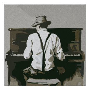 Vintage Pianist in Harmony Poster