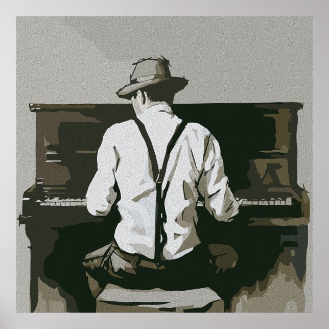 Vintage Pianist in Harmony Poster (Front)