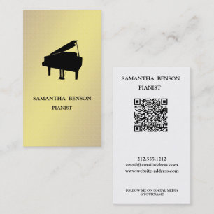  Vintage Pianist Musician Music Teacher QR Code  Business Card