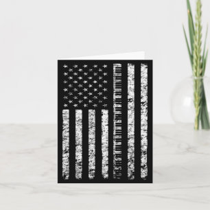 Vintage Piano Keyboard Player American Flag Card