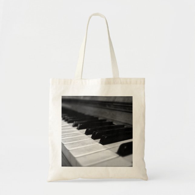 Vintage Piano Keys; Black and White Tote Bag (Front)