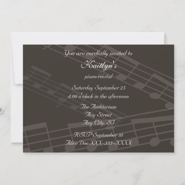 Vintage Piano Music Recital Invitation (Front)
