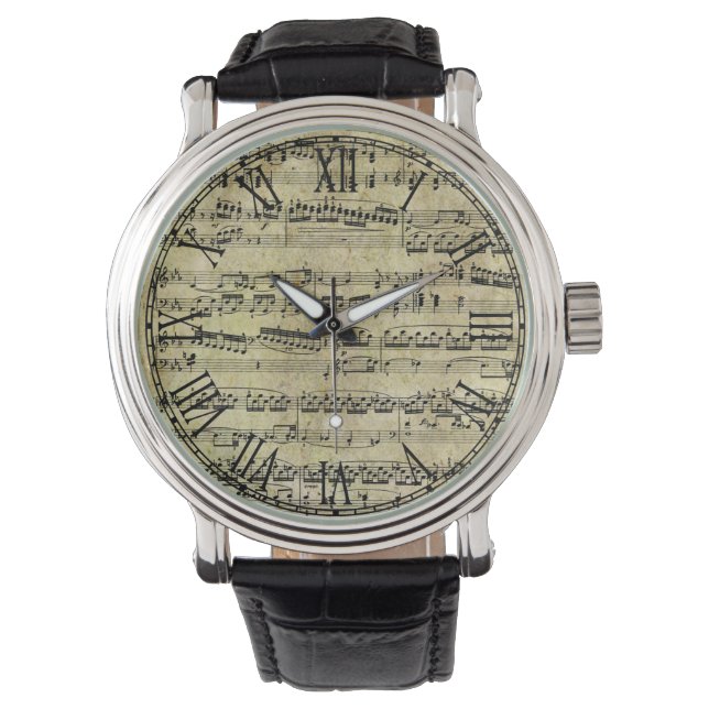 Vintage Piano Sheet Music Notes Watch (Front)