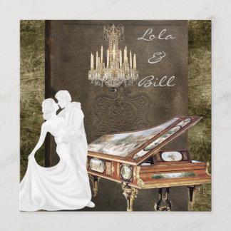 Vintage PIANO Wedding Invitation Antique
