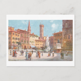 Vintage Piazza della Signoria, Florence, Italy, Postcard