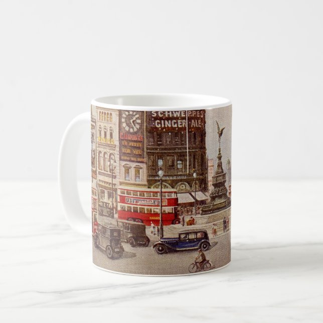 Vintage Piccadilly Circus London Coffee Mug (Front Left)