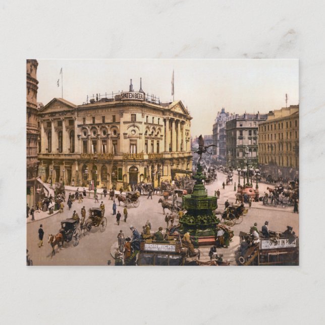 Vintage Piccadilly Circus London England Postcard (Front)