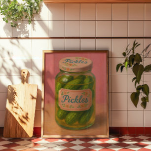 Vintage Pickle Jar Wall Art   Retro Kitchen Decor