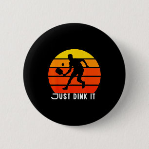 Vintage pickleball dink player old man grandpa mom 2 inch round button