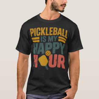 Vintage Pickleball Is My Happy Hour Retro Player G T-Shirt