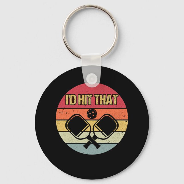 Vintage Pickleball Player I'd Hit That Retro Keychain (Front)