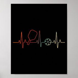 Vintage pickleball retro heartbeat classic paddle poster