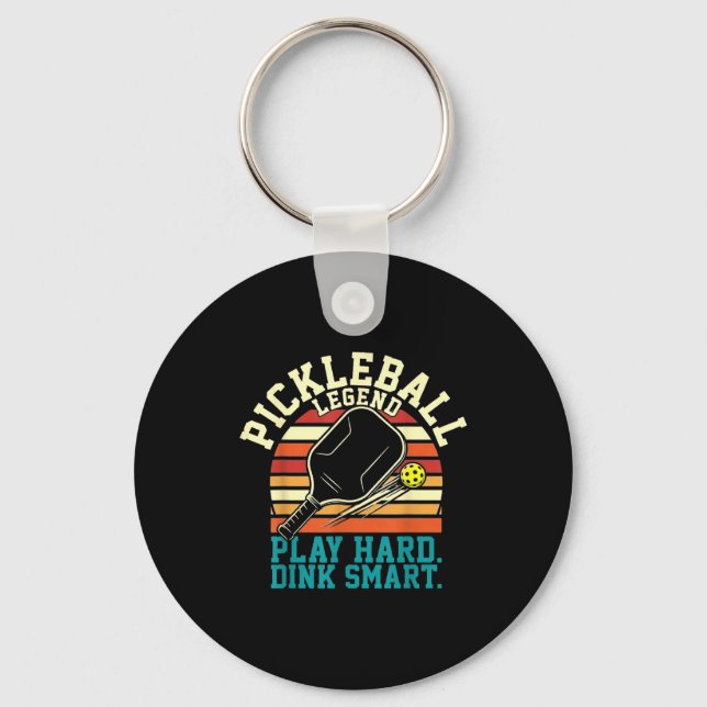 Vintage pickleball retro lines minimal classic  keychain (Front)
