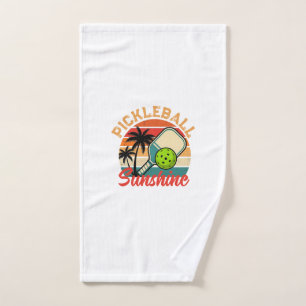 Vintage Pickleball Sunshine Club Retro Paddle Hand Towel