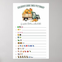 Vintage Pickup Truck Emoji Baby Shower Game