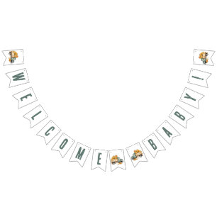 Vintage Pickup Truck Pumpkins Baby Shower Bunting Flags