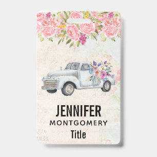 Vintage Pickup Truck Rustic Watercolor Badge