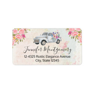 Vintage Pickup Truck Rustic Watercolor Label