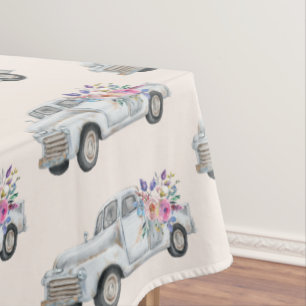 Vintage Pickup Truck Rustic Watercolor Pattern Tablecloth