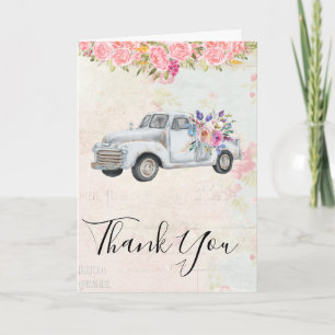 Vintage Pickup Truck Rustic Watercolor Thank You Card