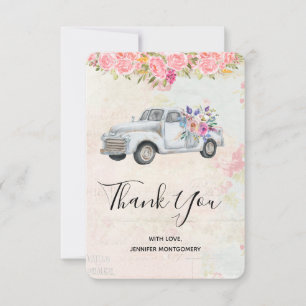 Vintage Pickup Truck Rustic Watercolor Thank You Card