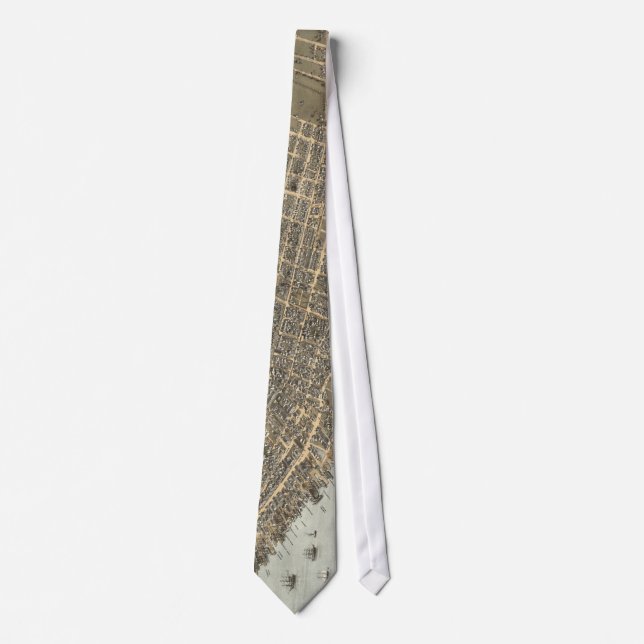 Vintage Pictorial Map of Charleston (1872) Tie (Front)