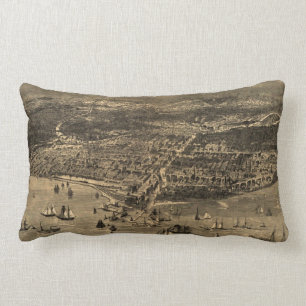 Vintage Pictorial Map of Chicago (1871) Lumbar Pillow