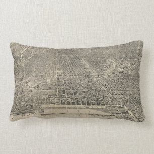Vintage Pictorial Map of Chicago (1916) Lumbar Pillow