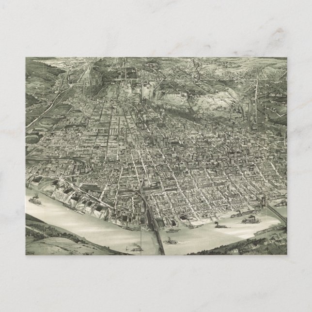 Vintage Pictorial Map of Cincinnati (1900) Postcard (Front)