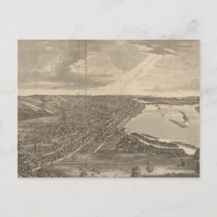 Vintage Pictorial Map of Davenport Iowa (1875) Postcard