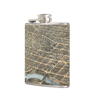 Vintage Pictorial Map of Dayton Ohio (1870) Hip Flask