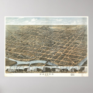 Vintage Pictorial Map of Dayton Ohio (1870) Poster