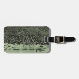 Vintage Pictorial Map of Detroit Michigan (1889) Luggage Tag