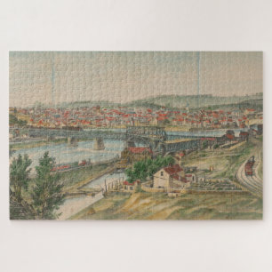 Vintage Pictorial Map of Easton PA (1862) Jigsaw Puzzle