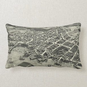 Vintage Pictorial Map of Edgartown MA (1886) Lumbar Pillow