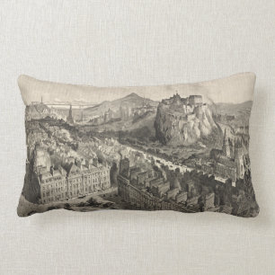 Vintage Pictorial Map of Edinburgh Scotland (1886) Lumbar Pillow