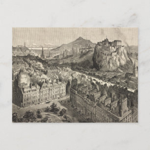 Vintage Pictorial Map of Edinburgh Scotland (1886) Postcard