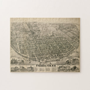 Vintage Pictorial Map of Fredericton New Brunswick Jigsaw Puzzle
