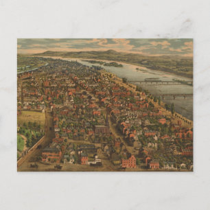 Vintage Pictorial Map of Harrisburg PA (1855) Postcard