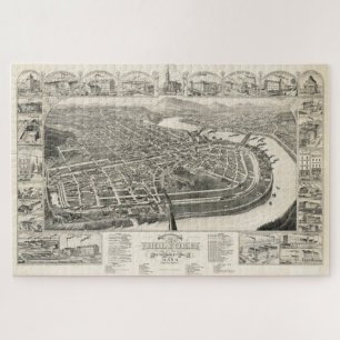 Vintage Pictorial Map of Holyoke MA (1881) Jigsaw Puzzle