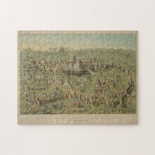 Vintage Pictorial Map of Jerusalem Israel (1871) Jigsaw Puzzle